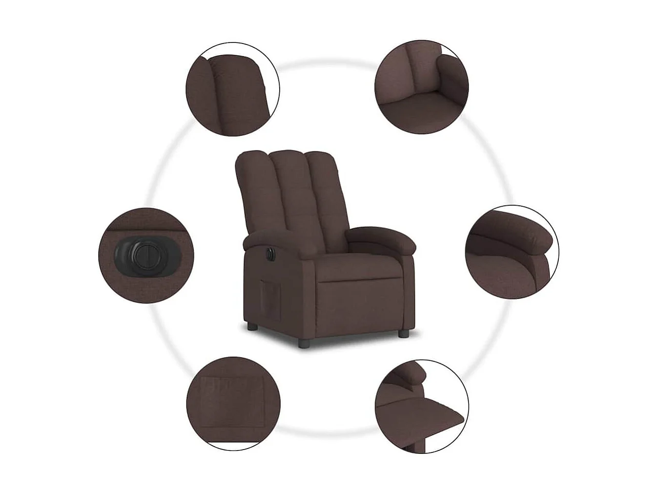 Fauteuil inclinable électrique-Chaise de relax-Fauteuil salon Marron foncé Tissu SHL924