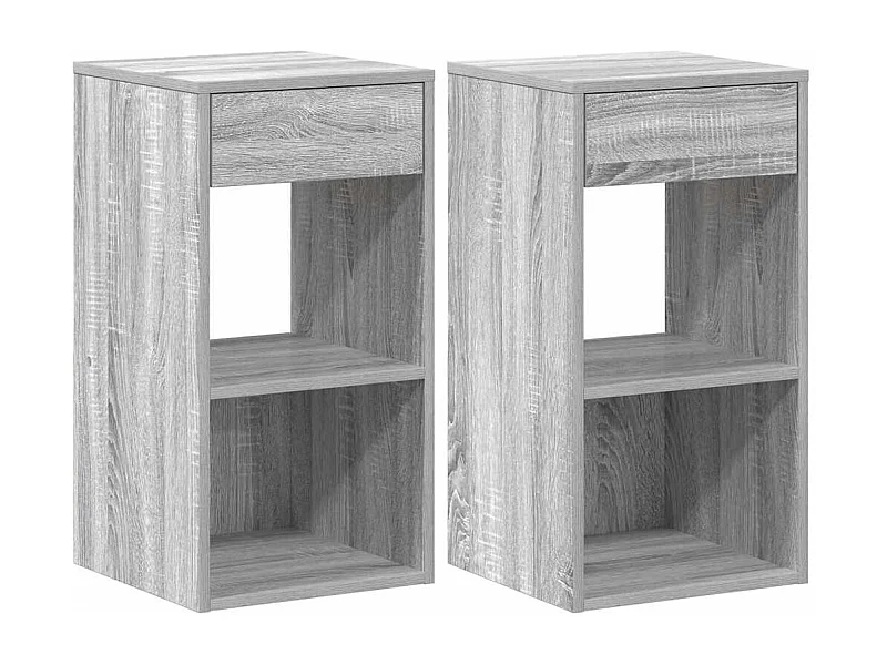 Lot de 2 Tables de chevet avec tiroir sonoma gris 35x34x66,5 cm