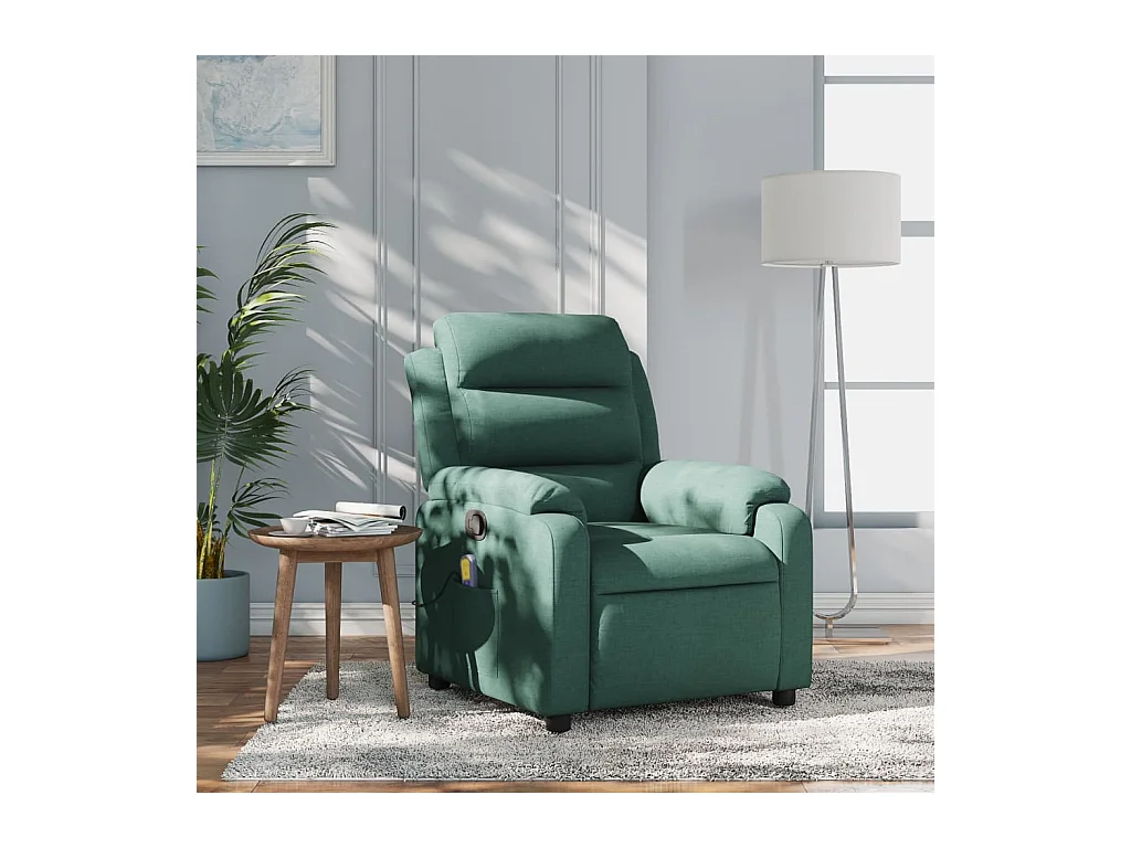 Fauteuil inclinable-Chaise de relax-Fauteuil de Massage vert foncé tissu SHL4521