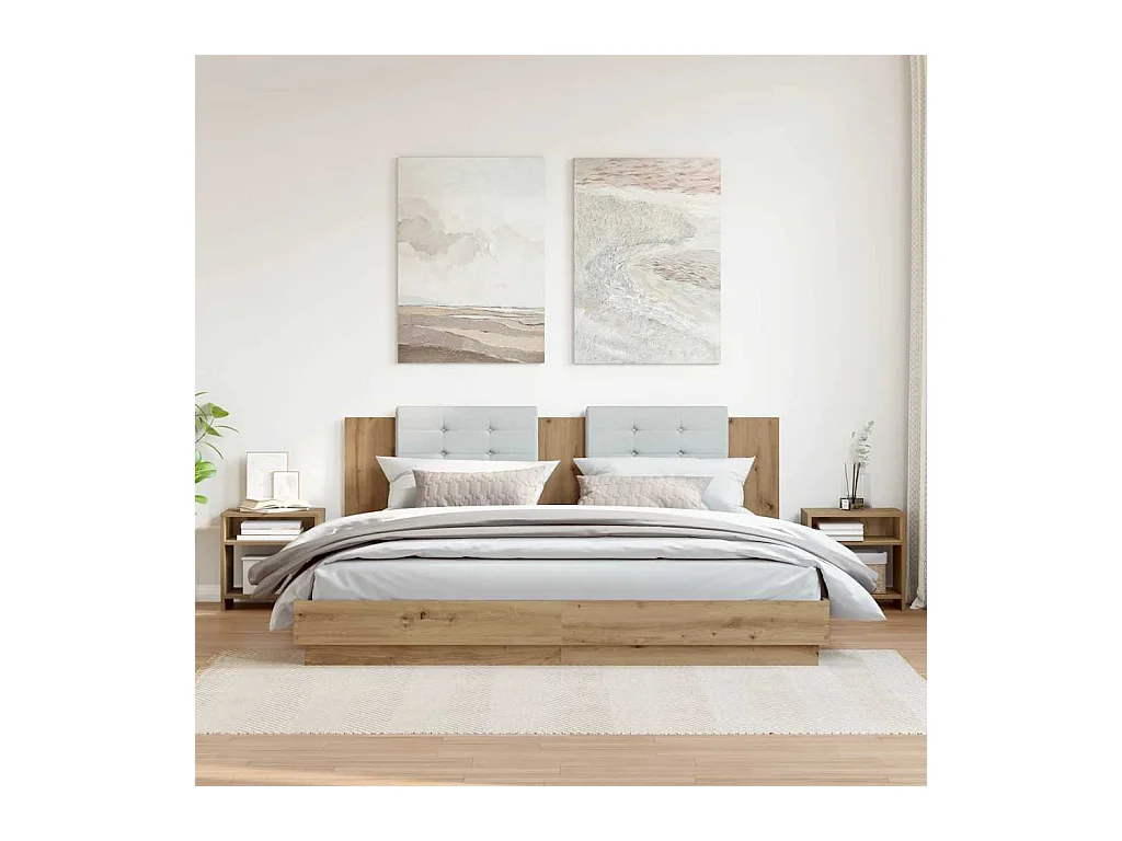 Mesitas de noche | Mesilla de noche 2 uds madera ingeniería marrón roble 40x30x40 cm