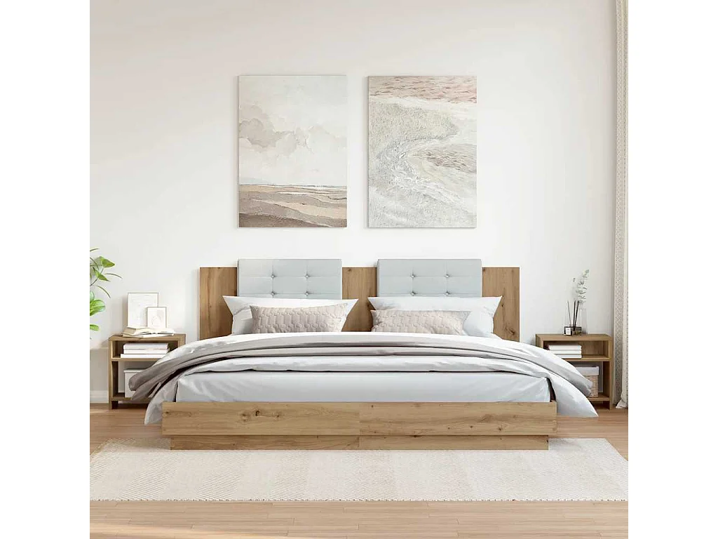 Nachttisch 2er Set-Beistelltisch-Nachttischkommode Artisan-Eiche 40x30x40 cm Holzwerkstoff SHL96955