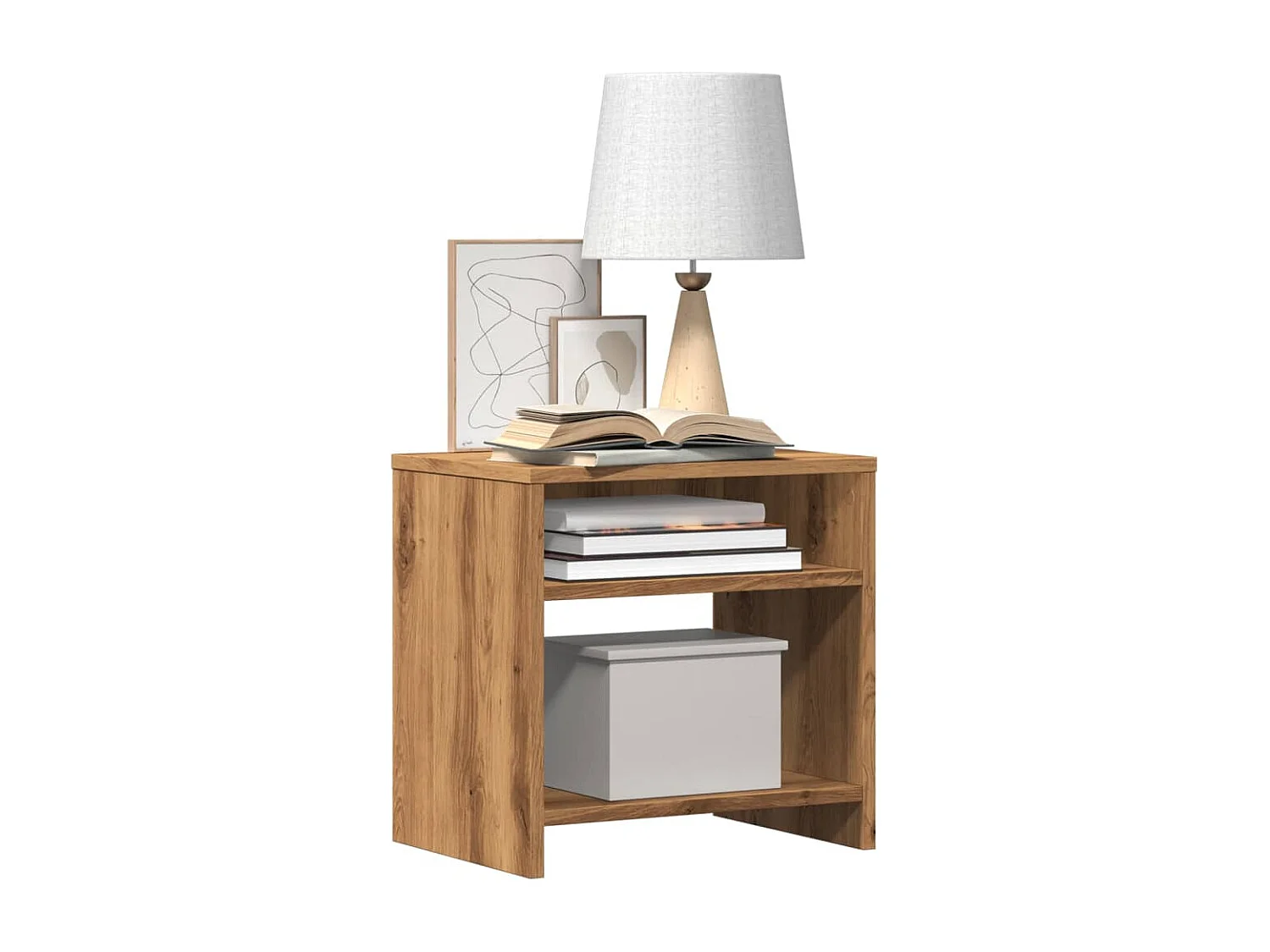 Nachttisch 2er Set-Beistelltisch-Nachttischkommode Artisan-Eiche 40x30x40 cm Holzwerkstoff SHL96955