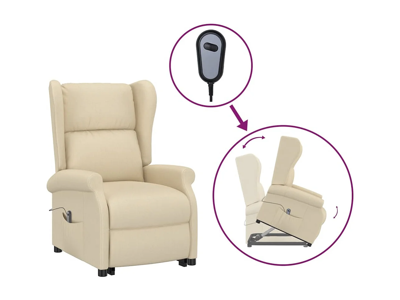 Sta-op-stoel | Relaxstoel stof crèmekleurig