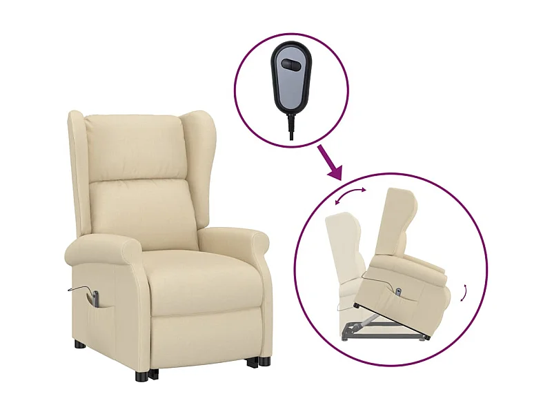 Sta-op-stoel | Relaxstoel stof crèmekleurig