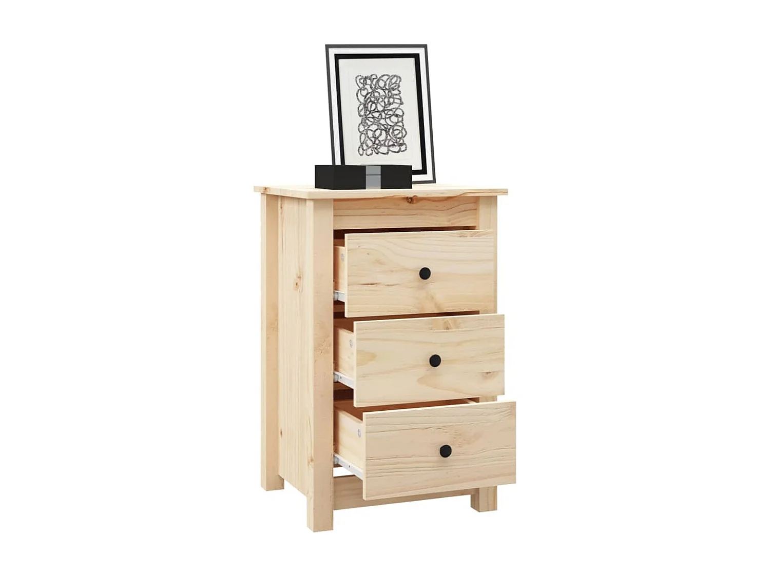 Nachttisch 2er Set-Beistelltisch-Nachttischkommode 40x35x61,5 cm Massivholz Kiefer SHL48374