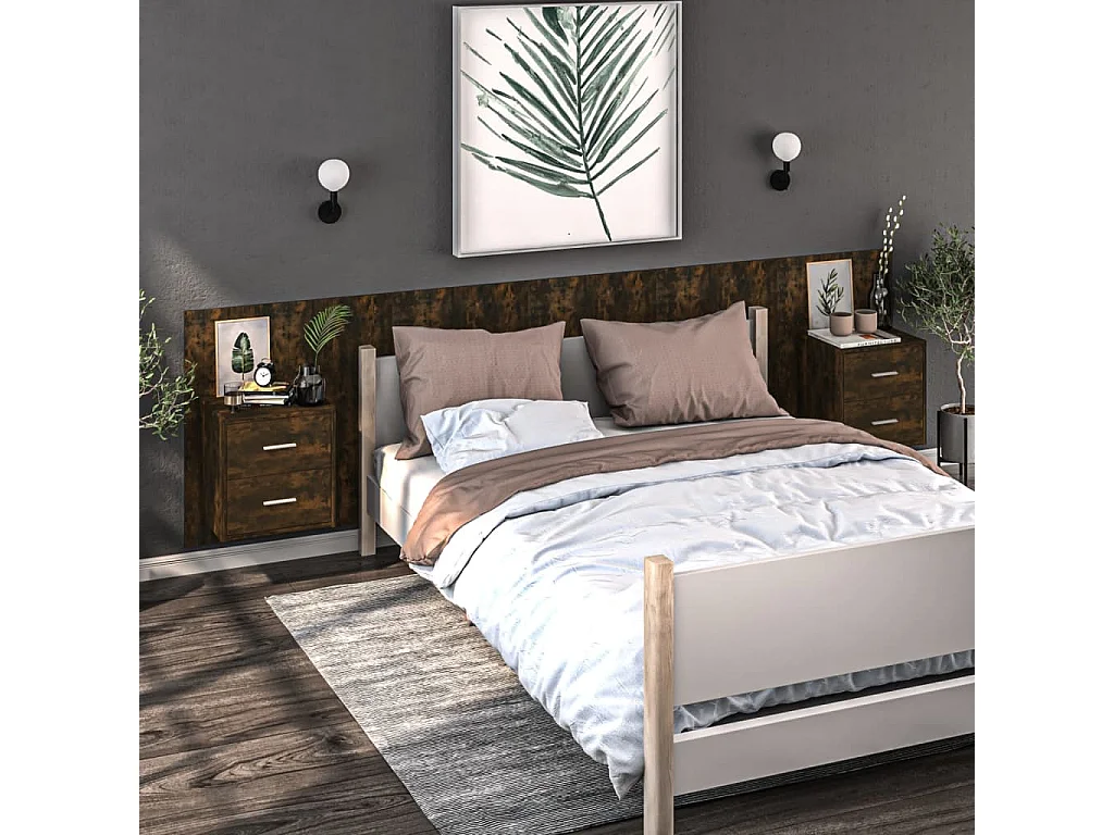 Nachttisch hängend | Wand-Nachttisch Räuchereiche SHL55515