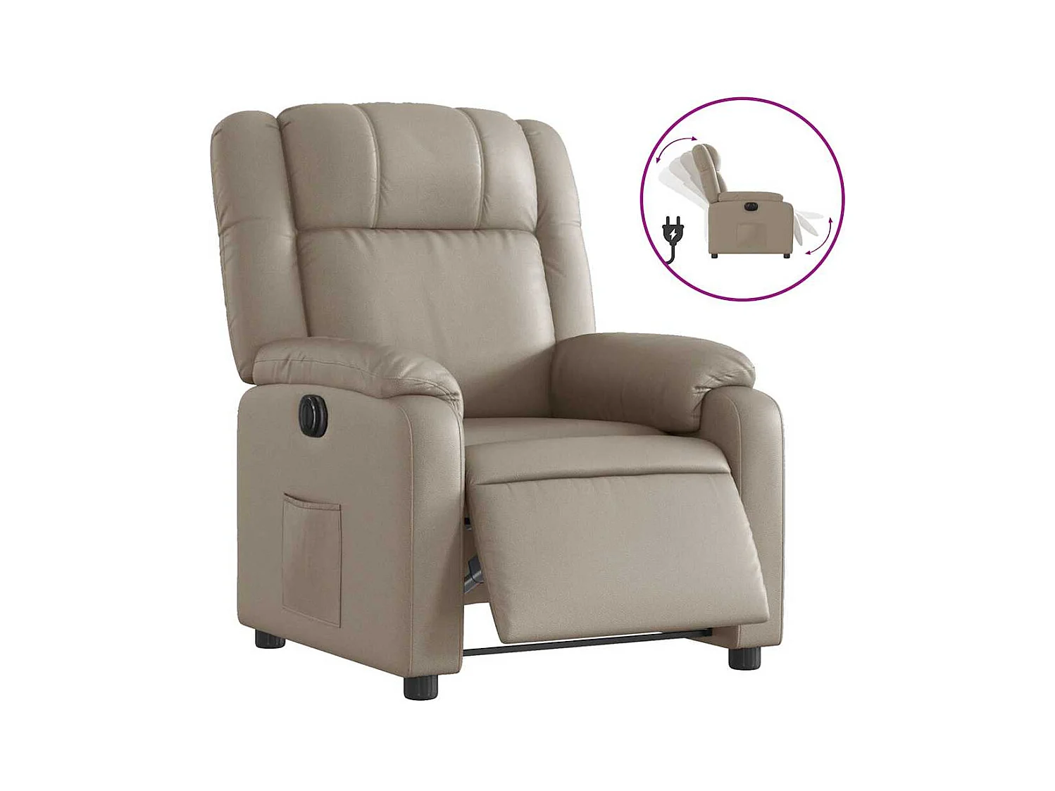 Sillón de relax | Sillón reclinable eléctrico de cuero sintético color capuchino SHL9422