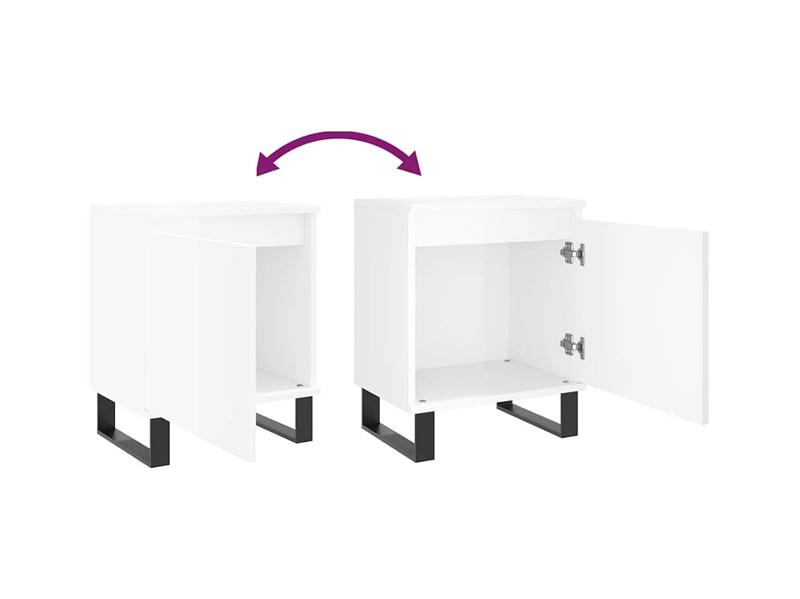 Mesitas de noche | Mesilla de noche 2 uds madera ingeniería blanco brillo 40x30x50 cm