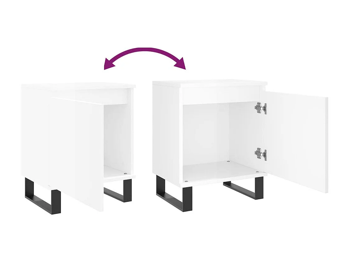 Nachttisch 2er Set-Beistelltisch-Nachttischkommode Hochglanz-Weiß 40x30x50 cm Holzwerkstoff SHL23762