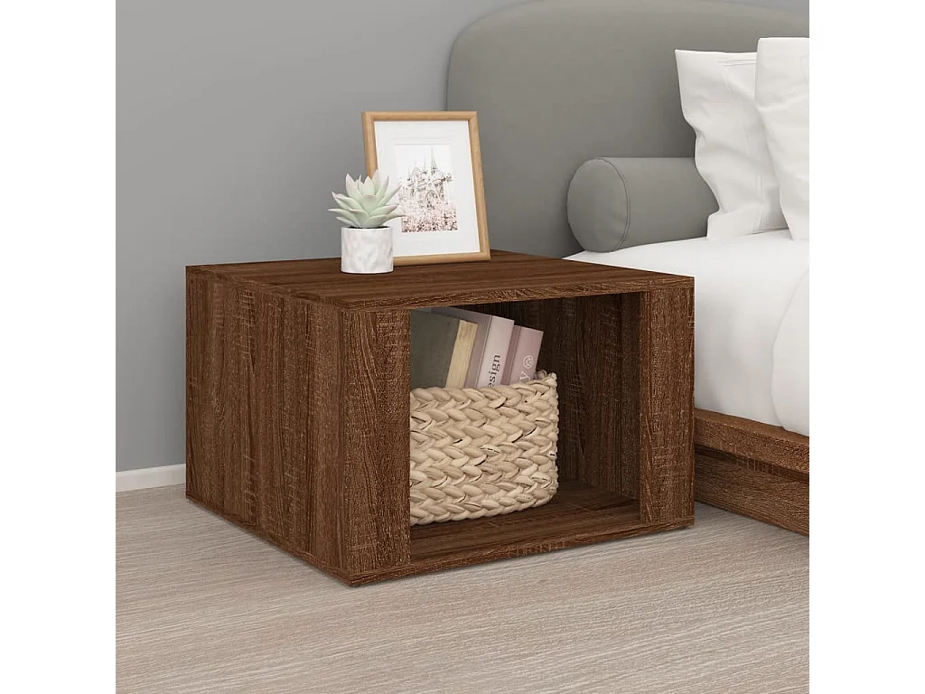 Mesita de noche | Mesilla de noche madera contrachapada marrón roble 57x55x36 cm