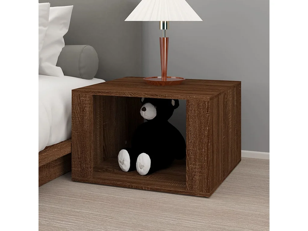 Mesita de noche | Mesilla de noche madera contrachapada marrón roble 57x55x36 cm