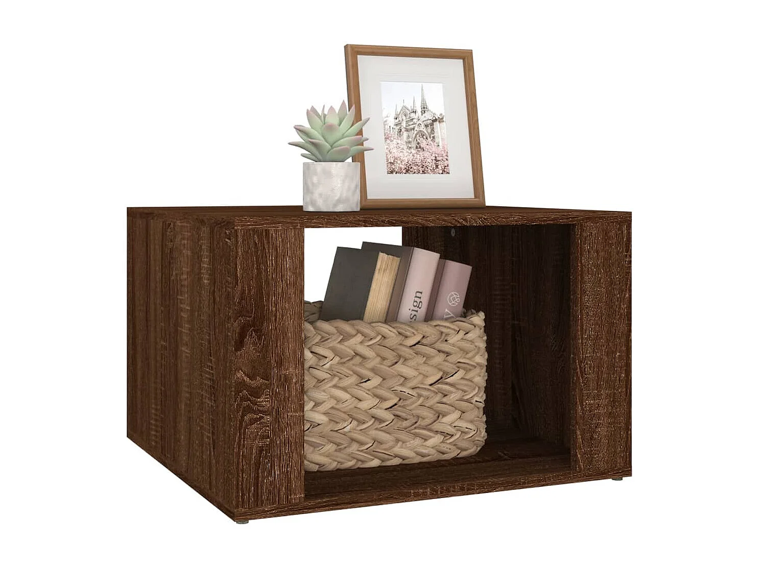 Nachttisch-Beistelltisch Braun Eichen-Optik 57x55x36 cm Holzwerkstoff SHL58562