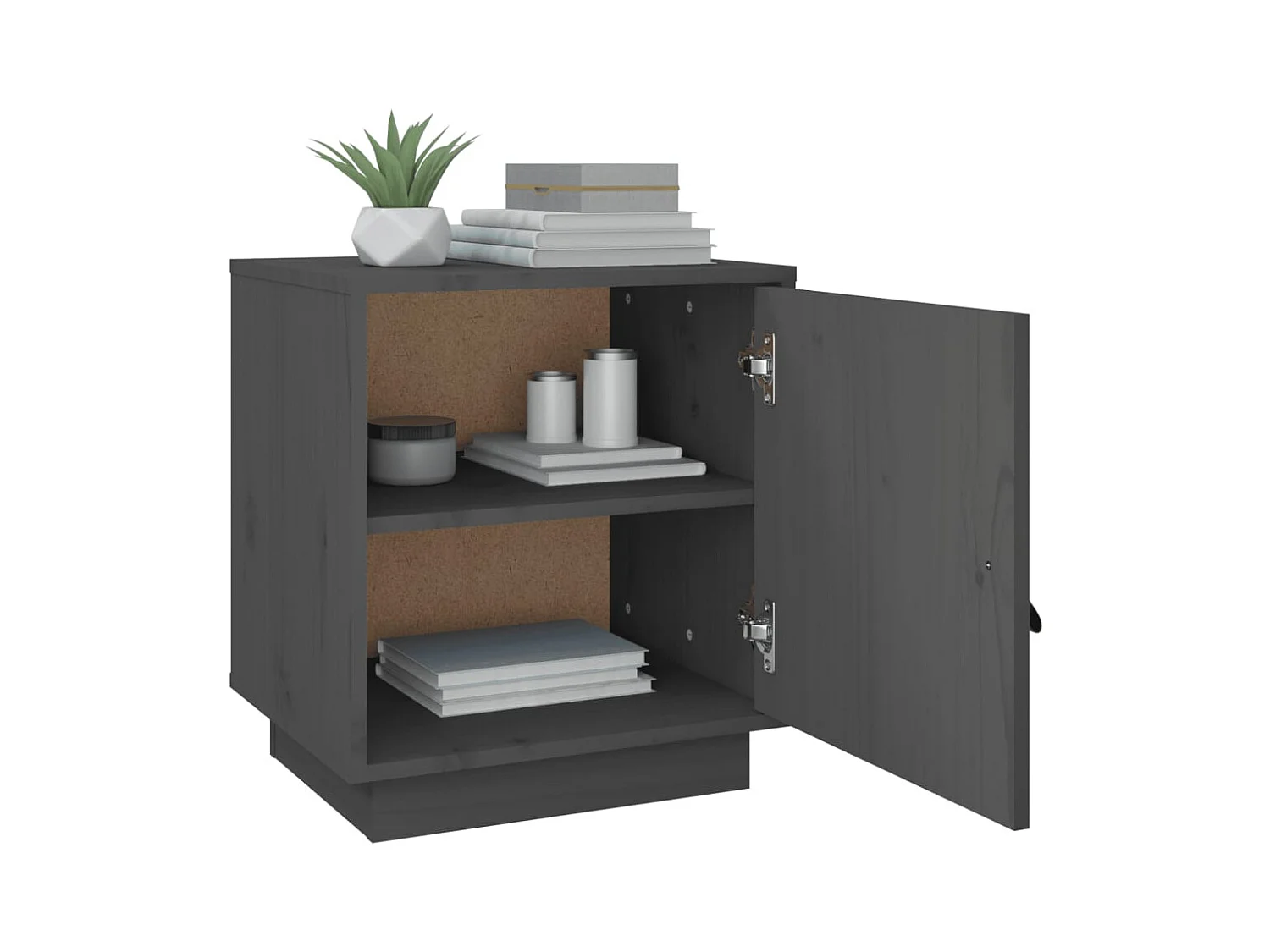 Mesitas de noche | Mesilla de noche 2 uds madera maciza pino gris 40x34x45 cm