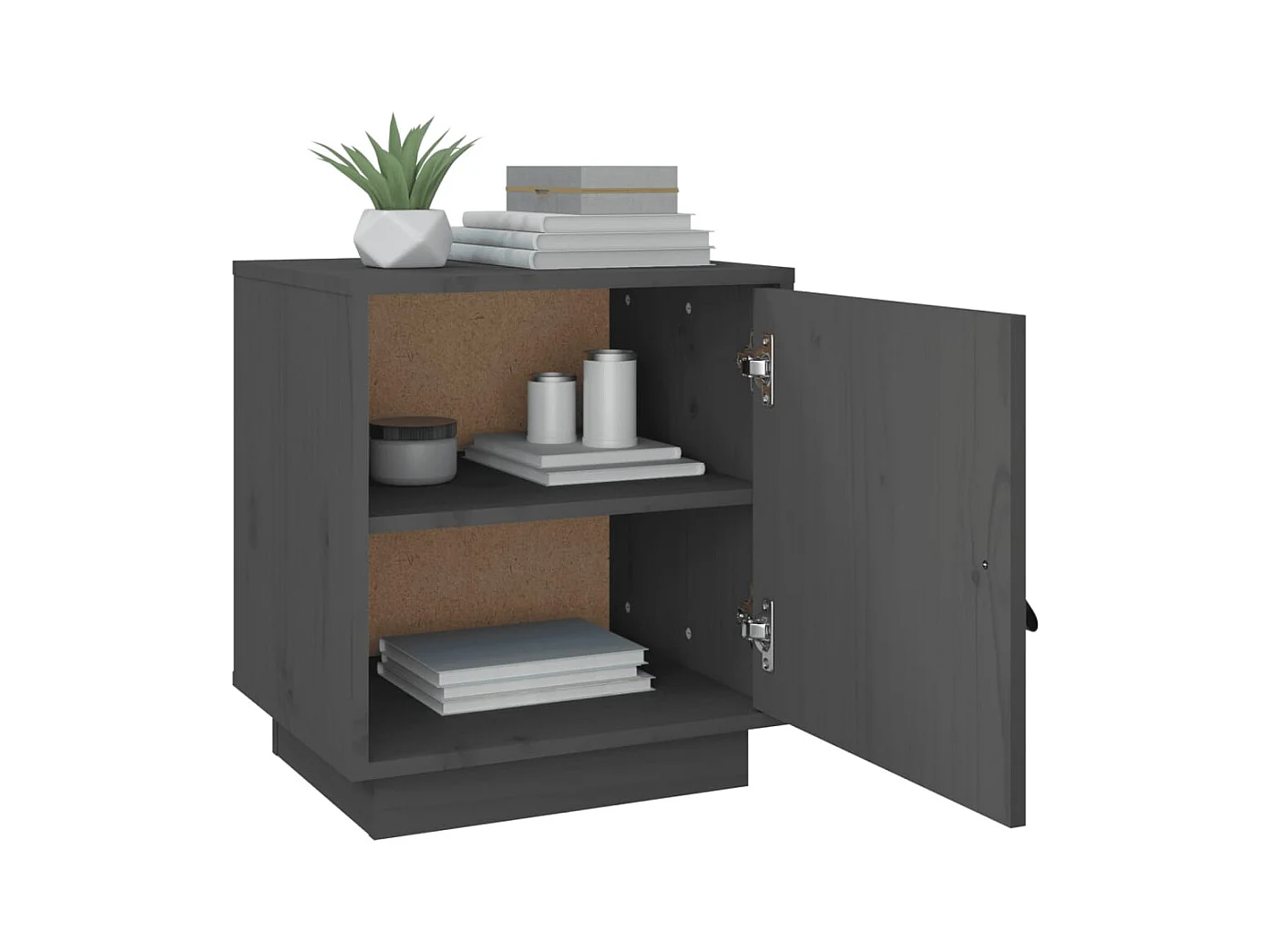 Mesitas de noche | Mesilla de noche 2 uds madera maciza pino gris 40x34x45 cm