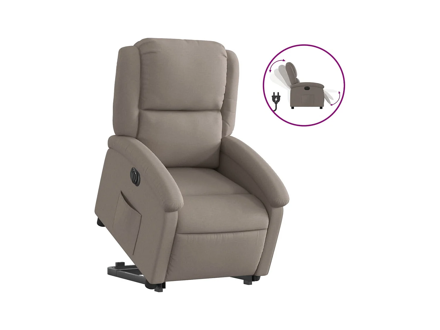 Silla de relax | Sillón eléctrico reclinable elevable de tela gris taupe SHL2248