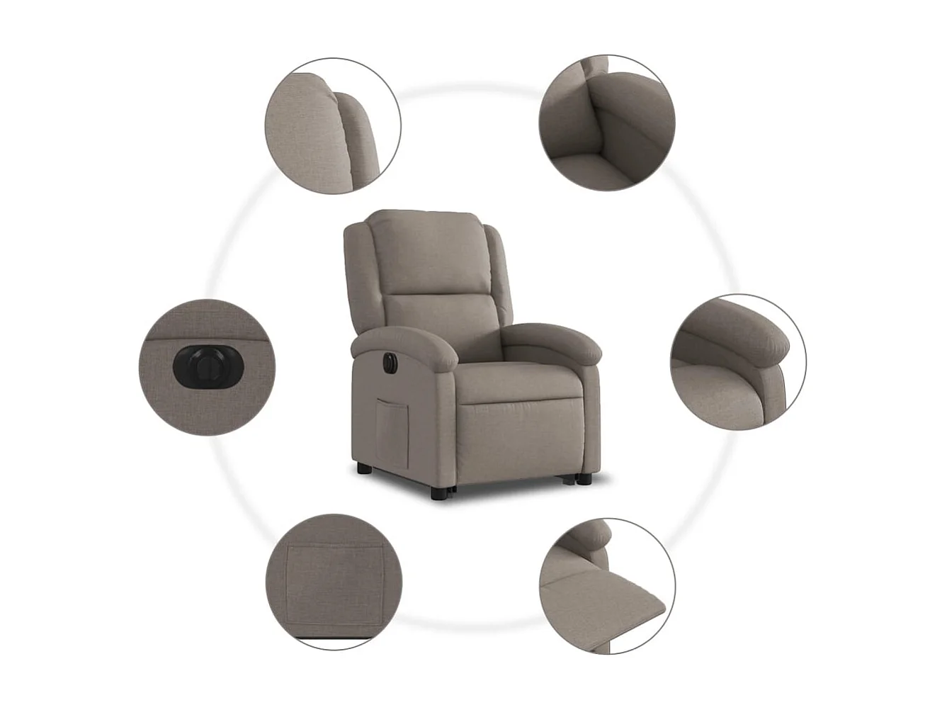 Relaxsessel mit Aufstehhilfe Elektrisch | Lounge Sessel indoor Taupe Stoff SHL16724