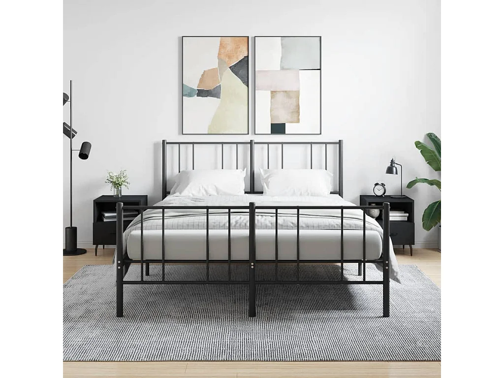 Nachttisch 2er Set-Beistelltisch-Nachttischkommode Schwarz 40x35x47,5 cm Holzwerkstoff SHL94205