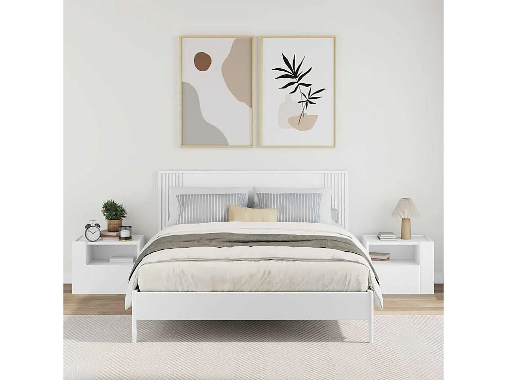 Mesitas de noche | Mesilla de noche de pared 2 unidades blanca 45x30x35 cm