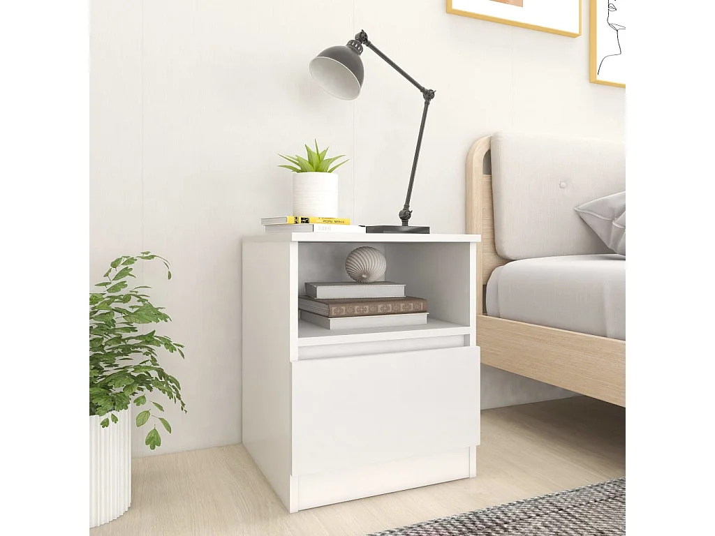 Nachttisch 2er Set-Beistelltisch Weiß 40x40x50 cm Holzwerkstoff SHL20859