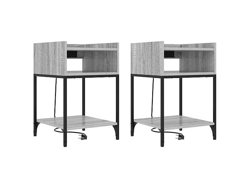 Mesa de Noche | Mesa auxiliar | Mesita de noche con estante 2 uds. Gris sonoma 40x40x61 cm