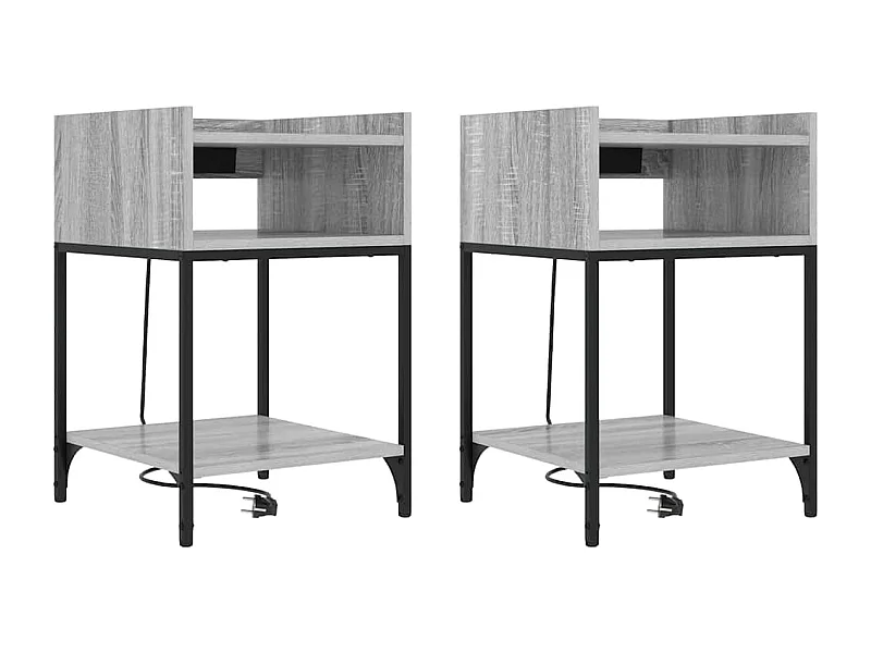 Nachttisch 2er Set-Beistelltisch Graues Sonoma 40 x 40 x 61 cm Holzwerkstoff SHL26800
