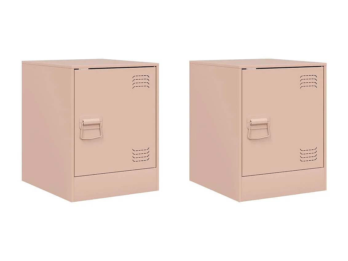 Nachttisch 2er Set-Beistelltisch-Nachttischkommode Rosa 34,5x39x44 cm Stahl SHL38581