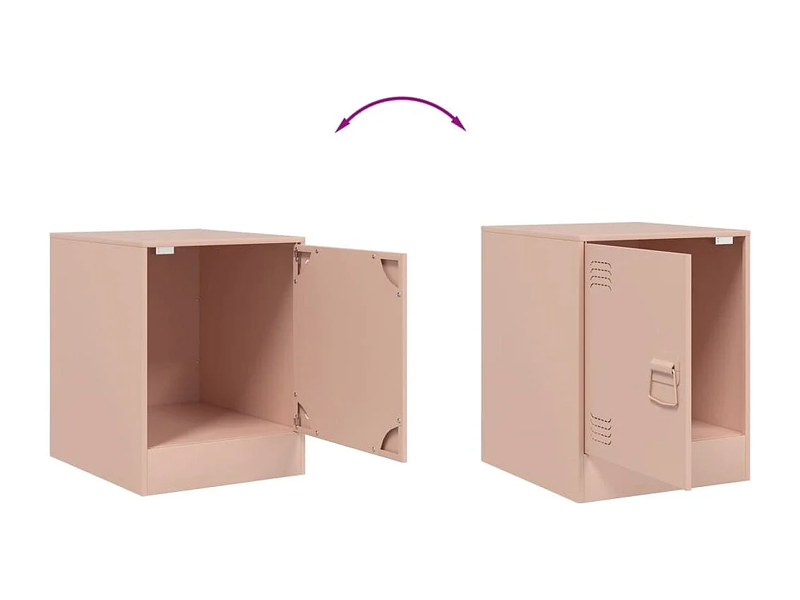 Nachttisch 2er Set-Beistelltisch-Nachttischkommode Rosa 34,5x39x44 cm Stahl SHL38581