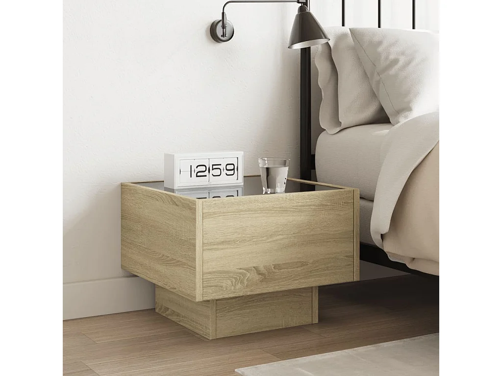 Mesita de noche | Mesilla de noche con Infinity LED roble Sonoma 40x40x30 cm