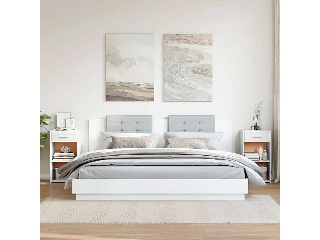 Nachttisch 2er Set-Beistelltisch-Nachttischkommode Weiß 35x34x65 cm Holzwerkstoff SHL27264