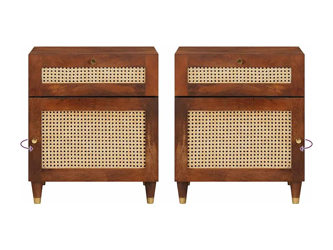 Nachttisch-Beistelltisch Braun 50 x 33 x 60 cm Massivholz Mango SHL23757