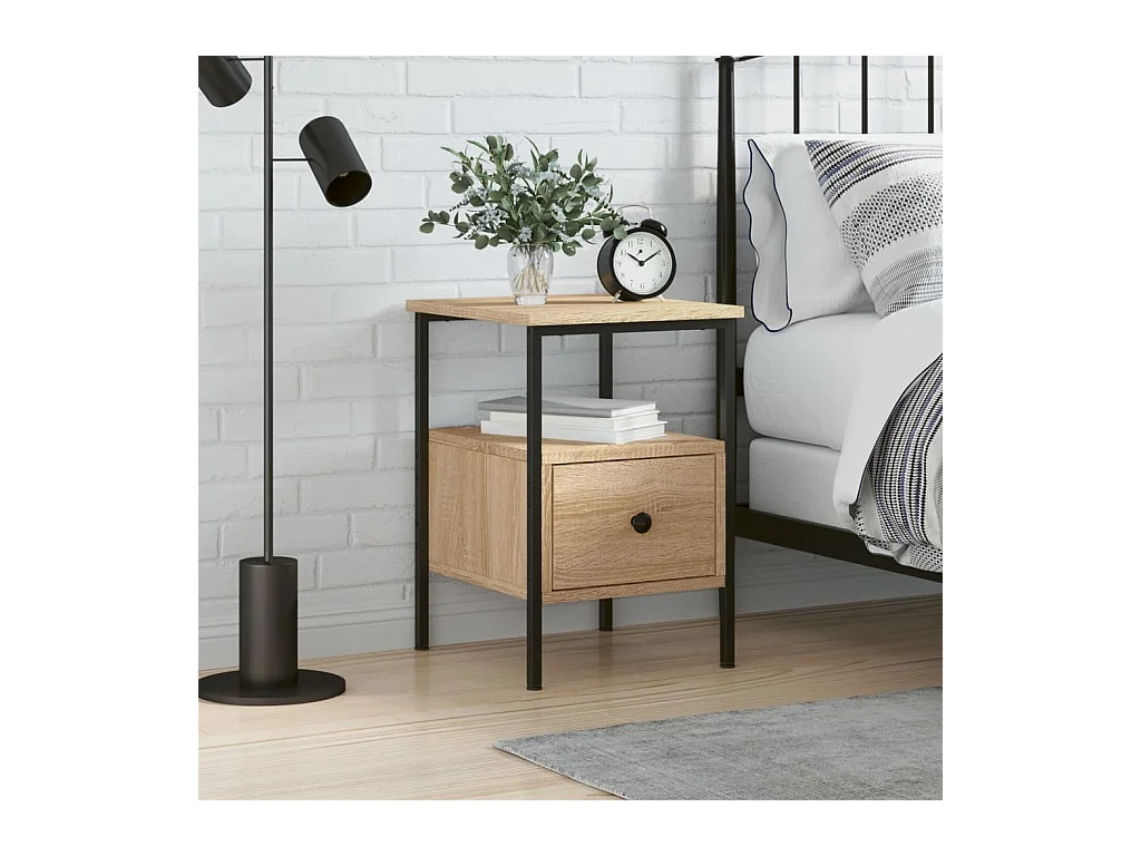 Mesita de noche | Mesilla de noche madera de ingeniería roble Sonoma 34x36x50 cm