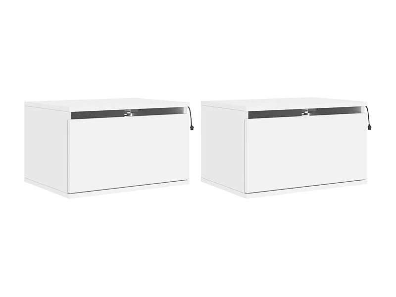 Mesitas de noche | Mesilla de noche de pared con luces LED 2 unidades blanco