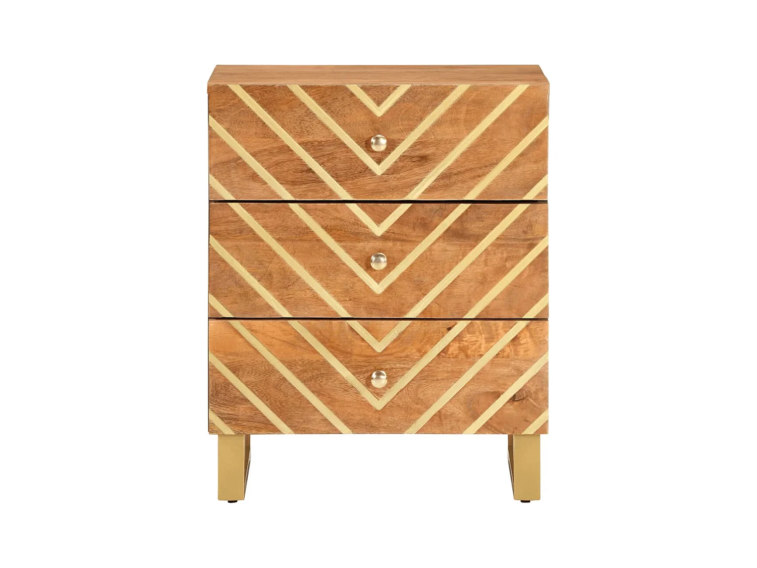 Mesita de noche | Mesilla de noche madera maciza mango marrón y negro 50x33x60 c