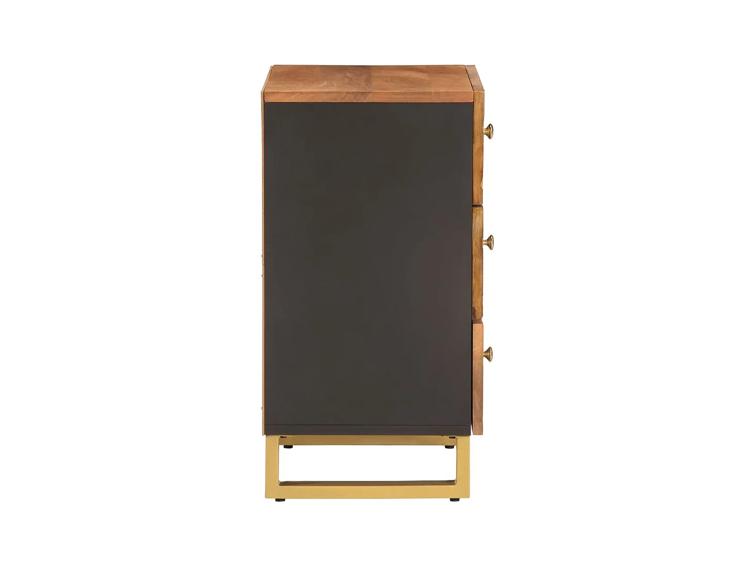 Mesita de noche | Mesilla de noche madera maciza mango marrón y negro 50x33x60 c