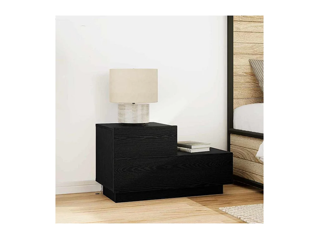 Mesita de Noche | Armario de Noche | Mesilla de noche con cajón Roble negro 70x36x40.5 cm