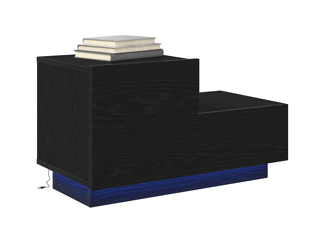 Mesita de Noche | Armario de Noche | Mesilla de noche con cajón Roble negro 70x36x40.5 cm