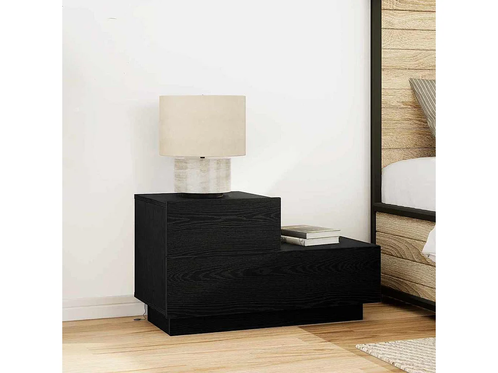 Mesita de Noche | Armario de Noche | Mesilla de noche con cajón Roble negro 70x36x40.5 cm