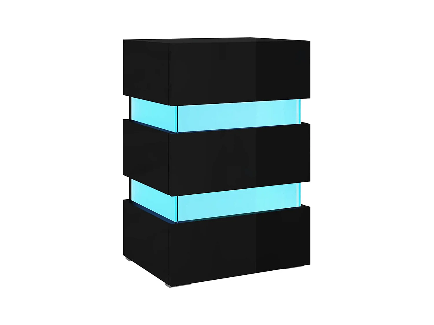 Mesita de noche | Mesilla de noche LED madera ingeniería negro brillo 45x35x67 cm