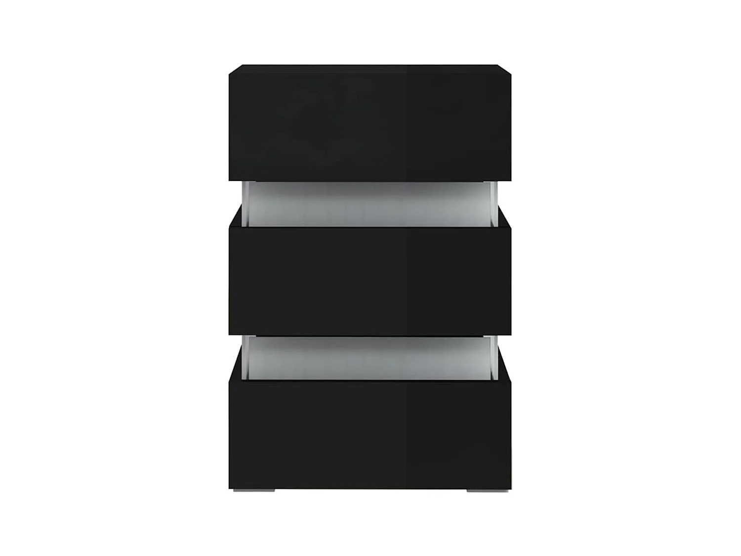 Mesita de noche | Mesilla de noche LED madera ingeniería negro brillo 45x35x67 cm