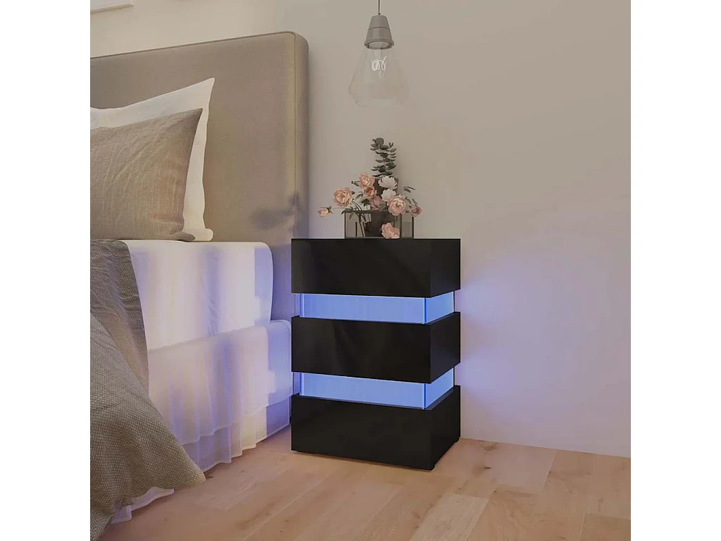 LED-Nachttisch Hochglanz-Schwarz 45x35x67 cm Holzwerkstoff SHL6858
