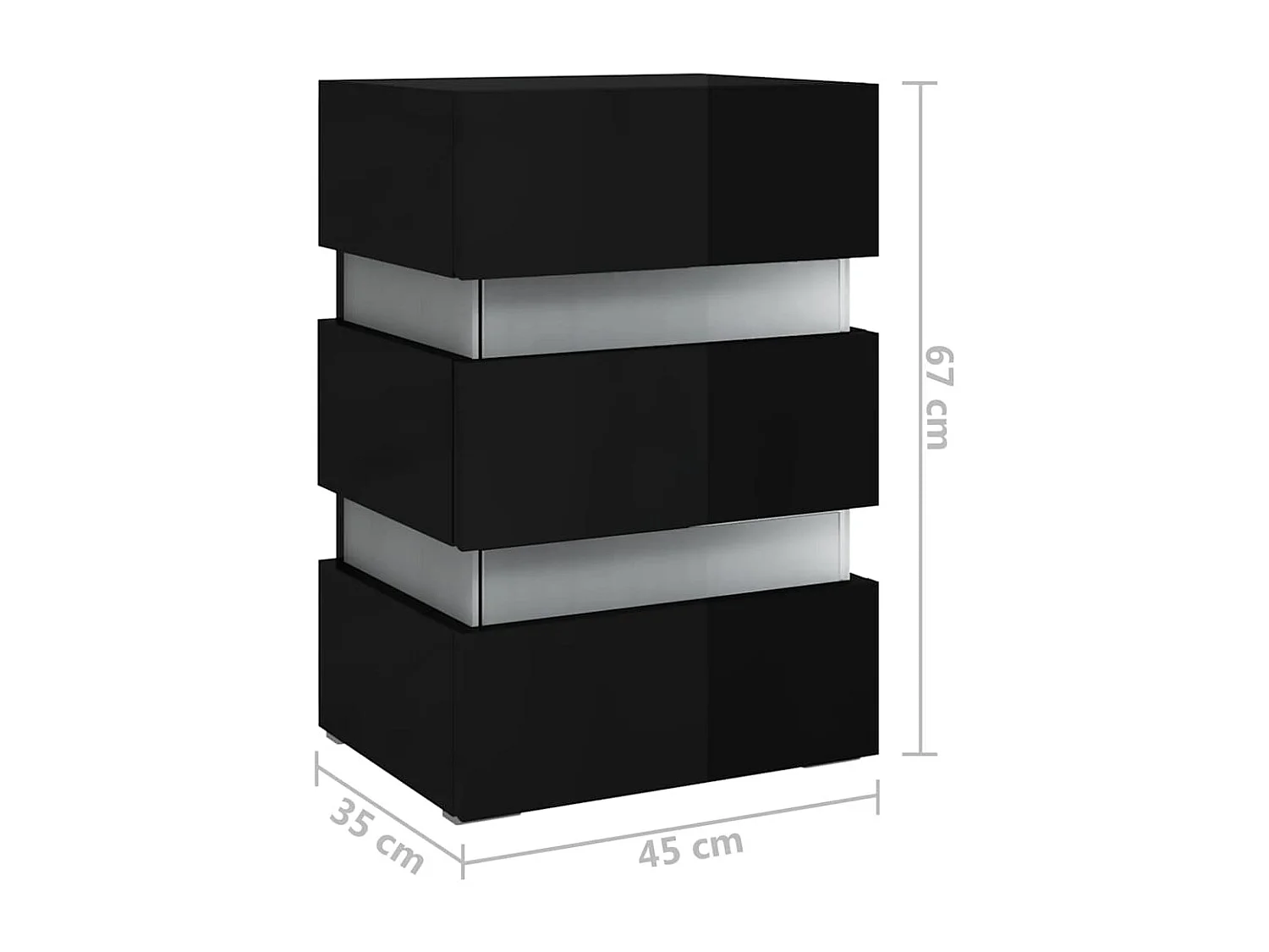 LED-Nachttisch Hochglanz-Schwarz 45x35x67 cm Holzwerkstoff SHL6858