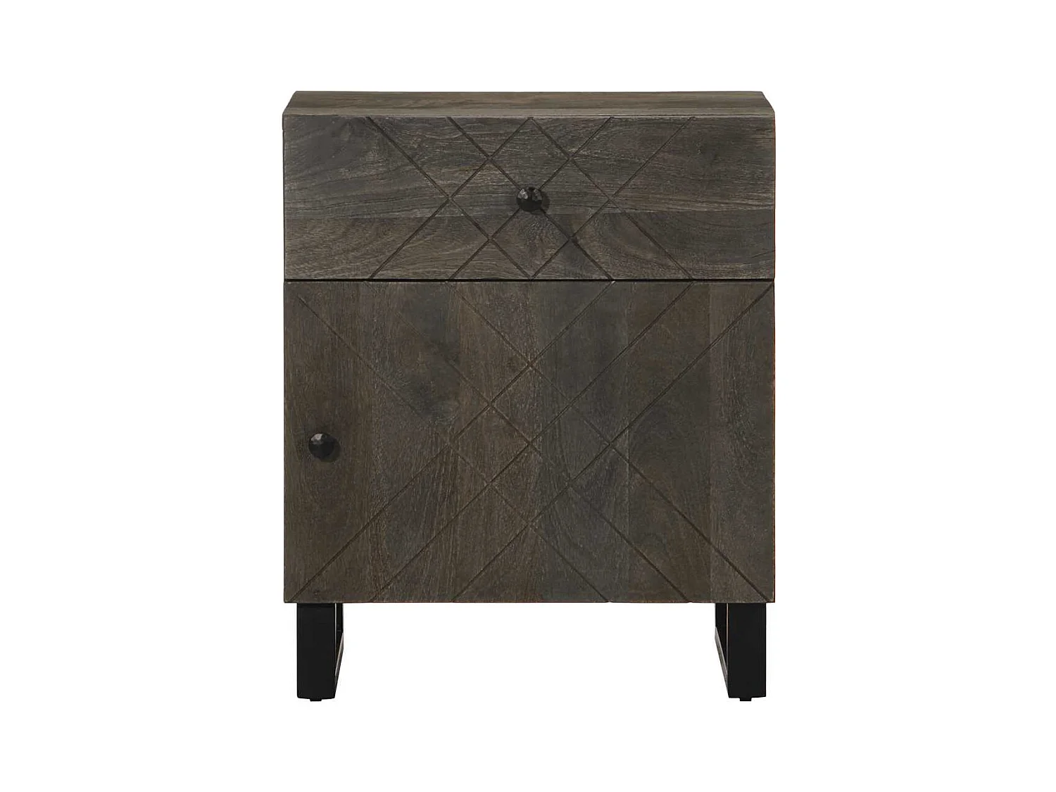 Mesita de noche | Mesilla de noche madera maciza de mango negra 50x33x60 cm