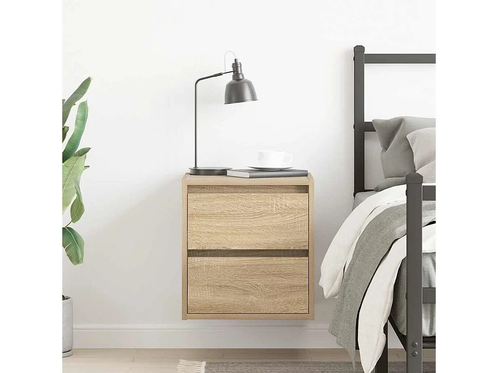 Mesilla de noche | Mesita de noche de pared roble Sonoma 38x34x40 cm