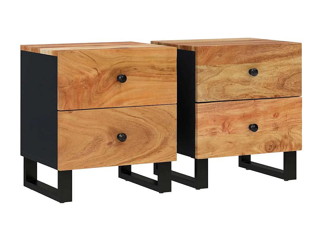Comodini 2 pz | Tavolino da notte 40x33x46 cm in Legno Massello di Acacia SHL6691