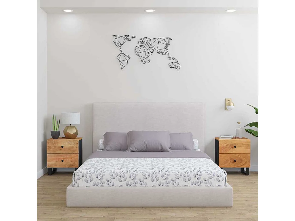 Comodini 2 pz | Tavolino da notte 40x33x46 cm in Legno Massello di Acacia SHL6691