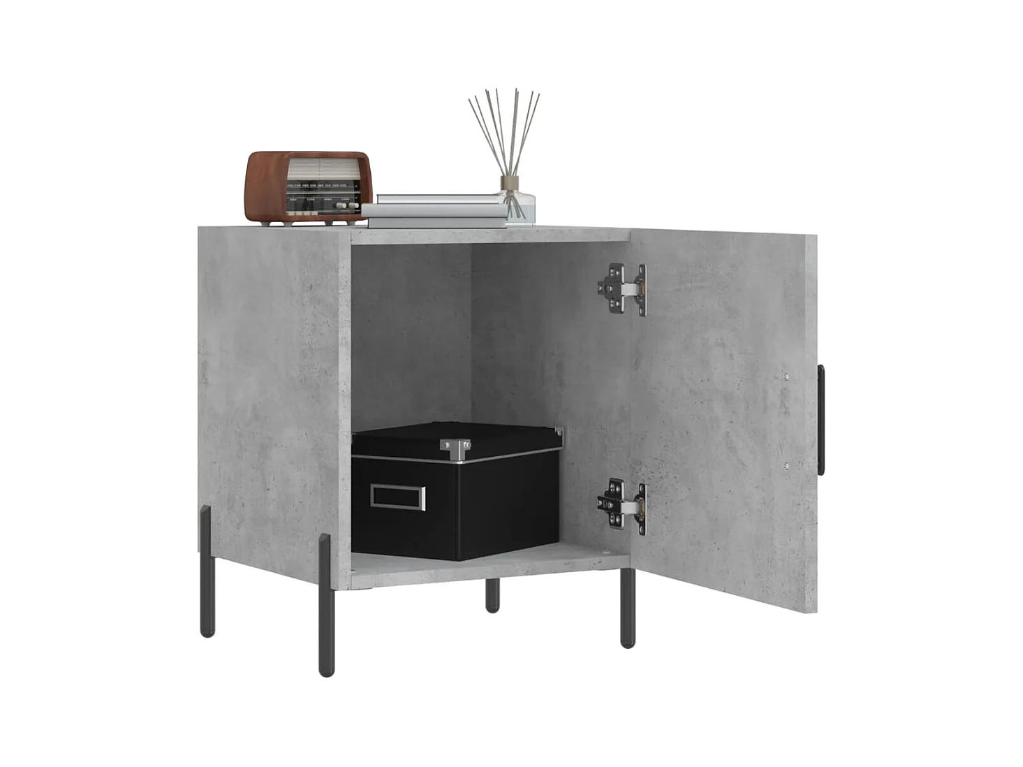 Mesa de Cabeceira Moderna 2 peças 40x40x50 cm derivados madeira cinza cimento