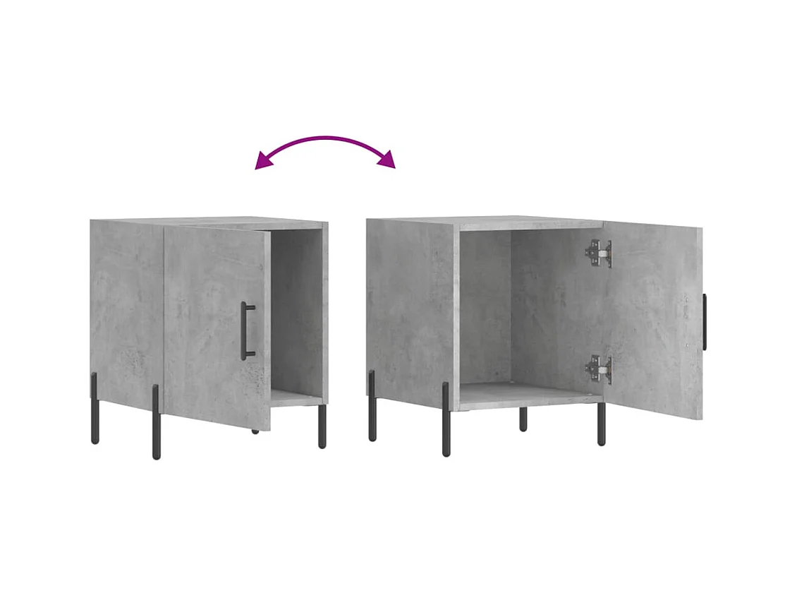 Mesa de Cabeceira Moderna 2 peças 40x40x50 cm derivados madeira cinza cimento