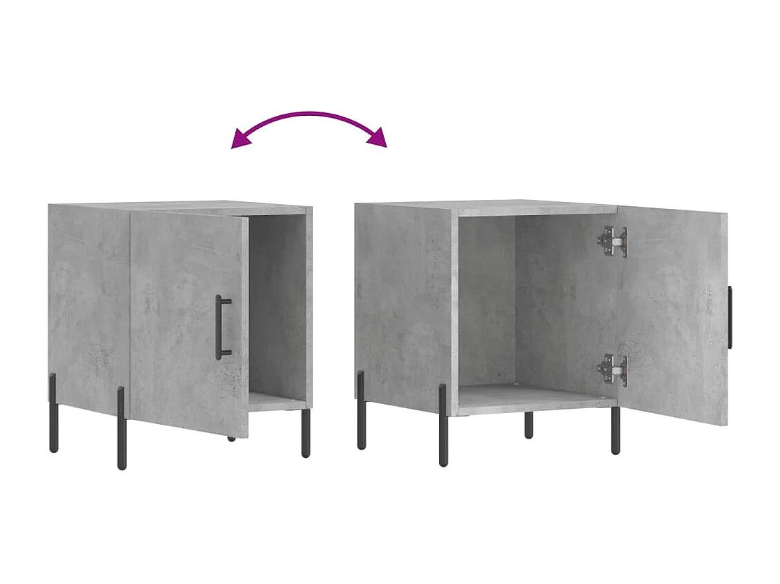 Lot de 2 Tables de chevet Étroite avec Étagère de rangement gris béton 40x40x50 cm bois d’ingénierie