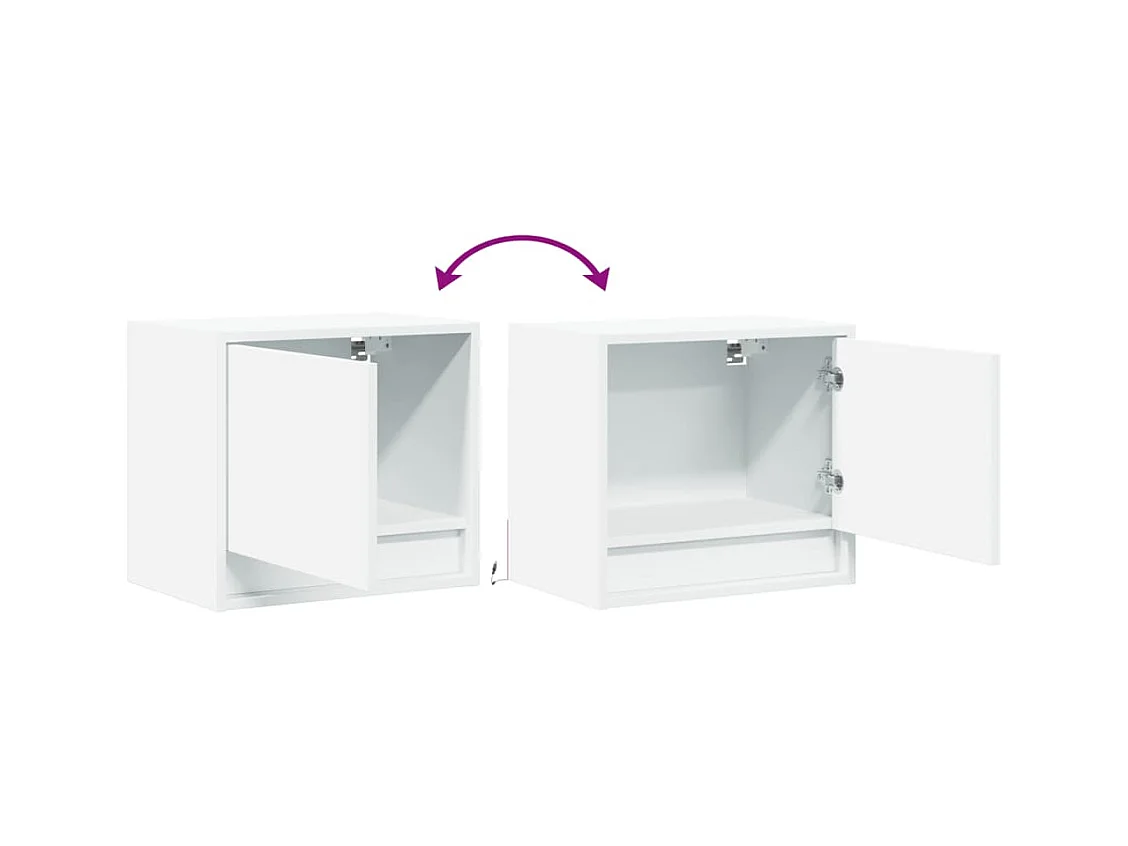 Mesitas de noche | Mesilla de noche de pared con luces LED 2 unidades blanco