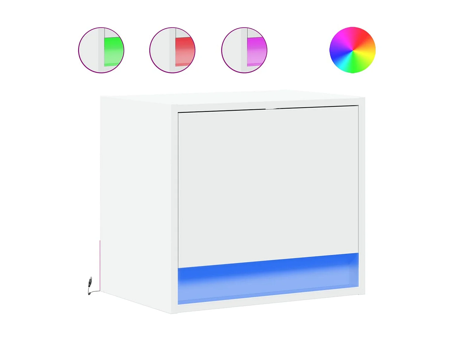 Nachttisch hängend 2er Set mit LED-Leuchten | Wand-Nachttische Weiß SHL29766